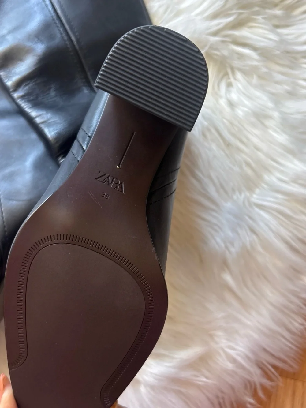 Zara Black Over-the-Knee Leather Boots